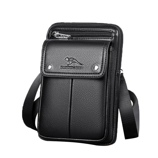Compact PU Leather Crossbody Bag for Men with Adjustable Strap