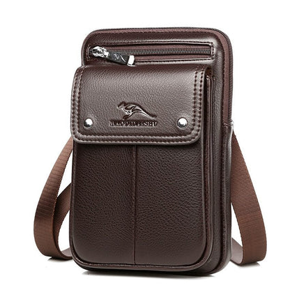 Compact PU Leather Crossbody Bag for Men with Adjustable Strap