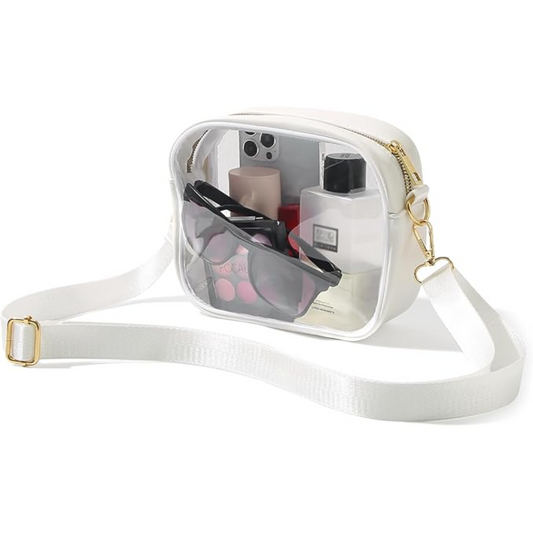 Compact Transparent Crossbody Bag - VisiBag-White-Nora Luxe