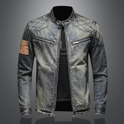 Cool Denim Jacket for Men - Rafael-Denim with Flag-S-Nora Luxe