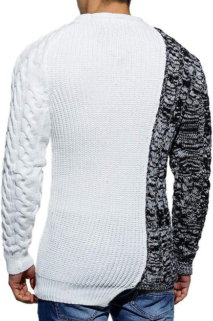 Cool Men's Sweater - Damian-White Gray-M-Nora Luxe