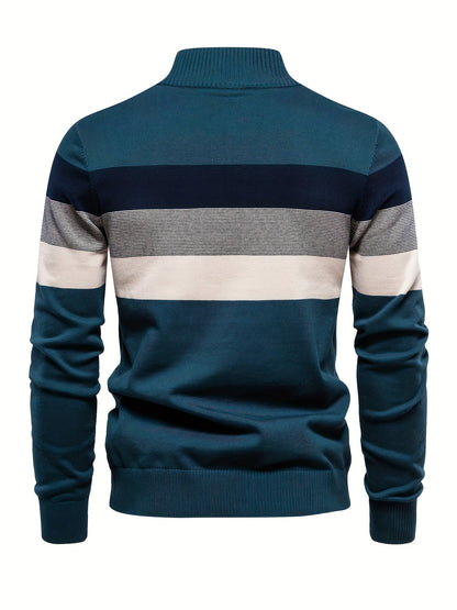Cotton Knit Men's Sweater - Wyatt-Dark blue-S-Nora Luxe