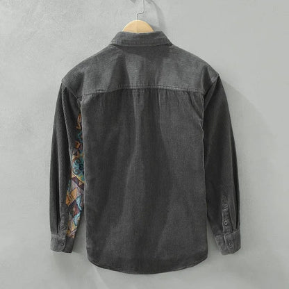Cotton Men's Shirt with Long Sleeves - Quinten-Gray-XS-Nora Luxe