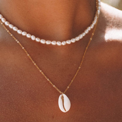 Cowrie Shell Necklace with Pendant - Isla-Gold-Nora Luxe