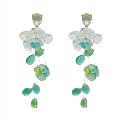 Crystal Flower Tassel Earrings - Sophia-Nora Luxe