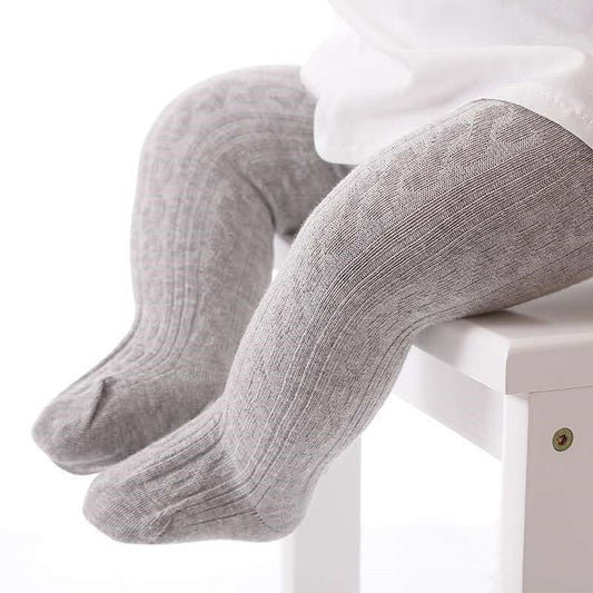 Cute Girls Cotton Knitted Tights-Light Gray-S-Nora Luxe