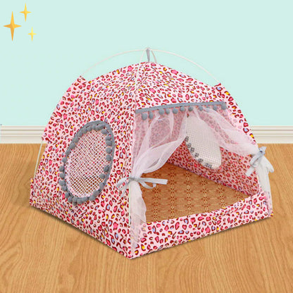 Cute Pet Tent with Curtains - PetTent-Pink Panther-S-Nora Luxe