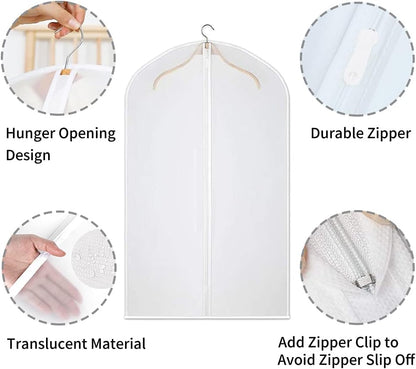 Clear PEVA Garment Storage Bags – 12 Pack Dustproof Clothes Protectors