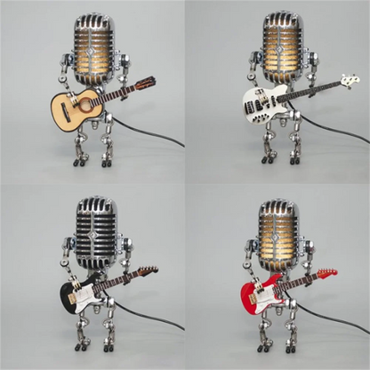Decorative Microphone Robot Lamp with Guitar – Max-Black-The Livary
