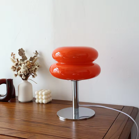 DESIGNER GLASS TABLE LAMP - AMBIENT LED LAMP FOR BEDROOM AND STUDY-Yellow-Nora Luxe
