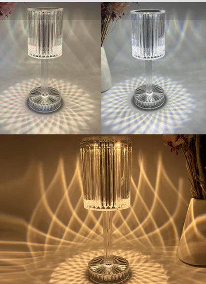 Dimmable Crystal Table Lamp with Modern Lighting - Seraphine-Transparent-Rechargeable (touch) - 3 colors-3.35 x 9.84 inches-Nora Luxe