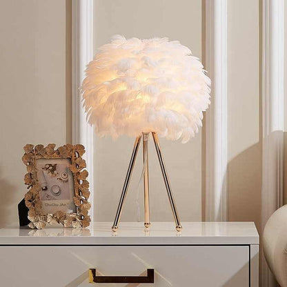Dimmable Table Lamp with Luxury Feathers – Pluma-Grey-The Livary