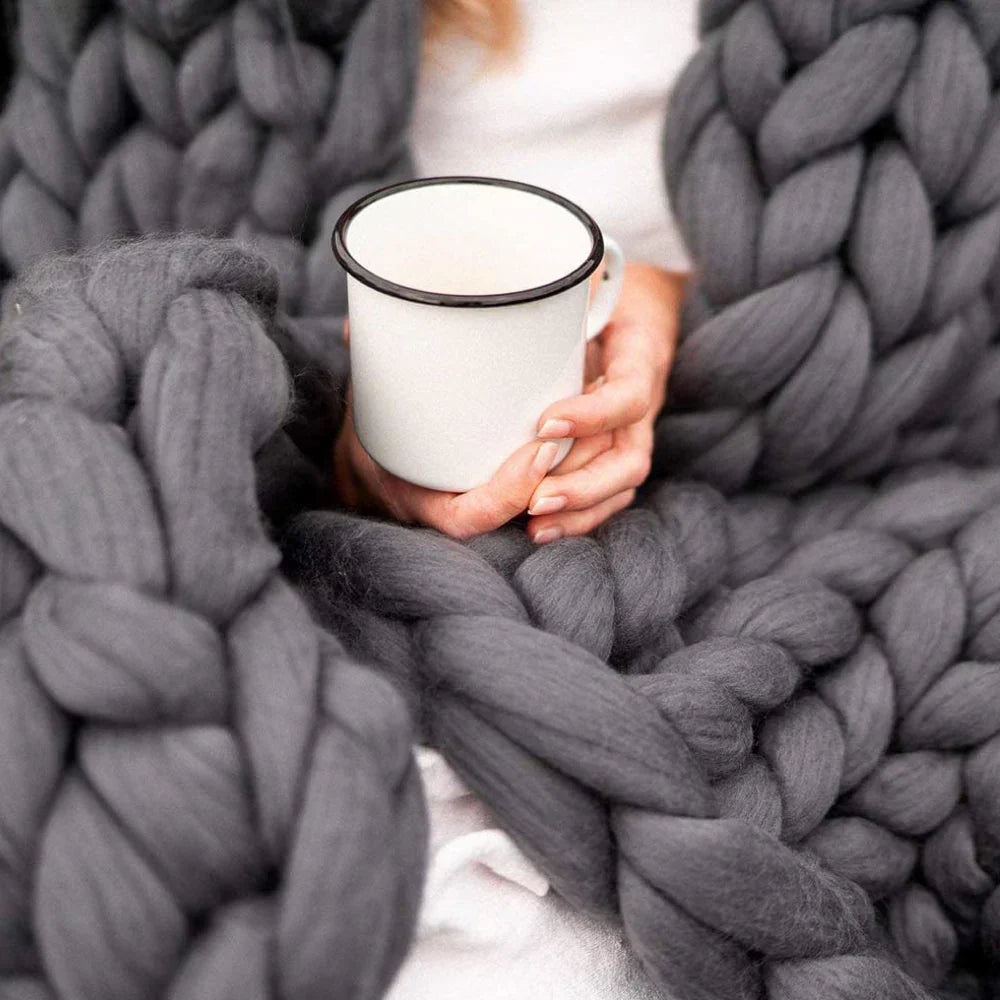 DIY Chunky XL 1000 Gram Wool Yarn for Soft Blankets - LuxeWool-Dark Gray-0.00220462 lbs-Nora Luxe
