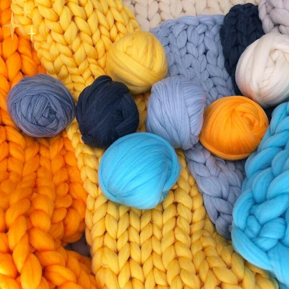 DIY Chunky XL 1000 Gram Wool Yarn for Soft Blankets - LuxeWool-Soft Blue-0.00220462 lbs-Nora Luxe
