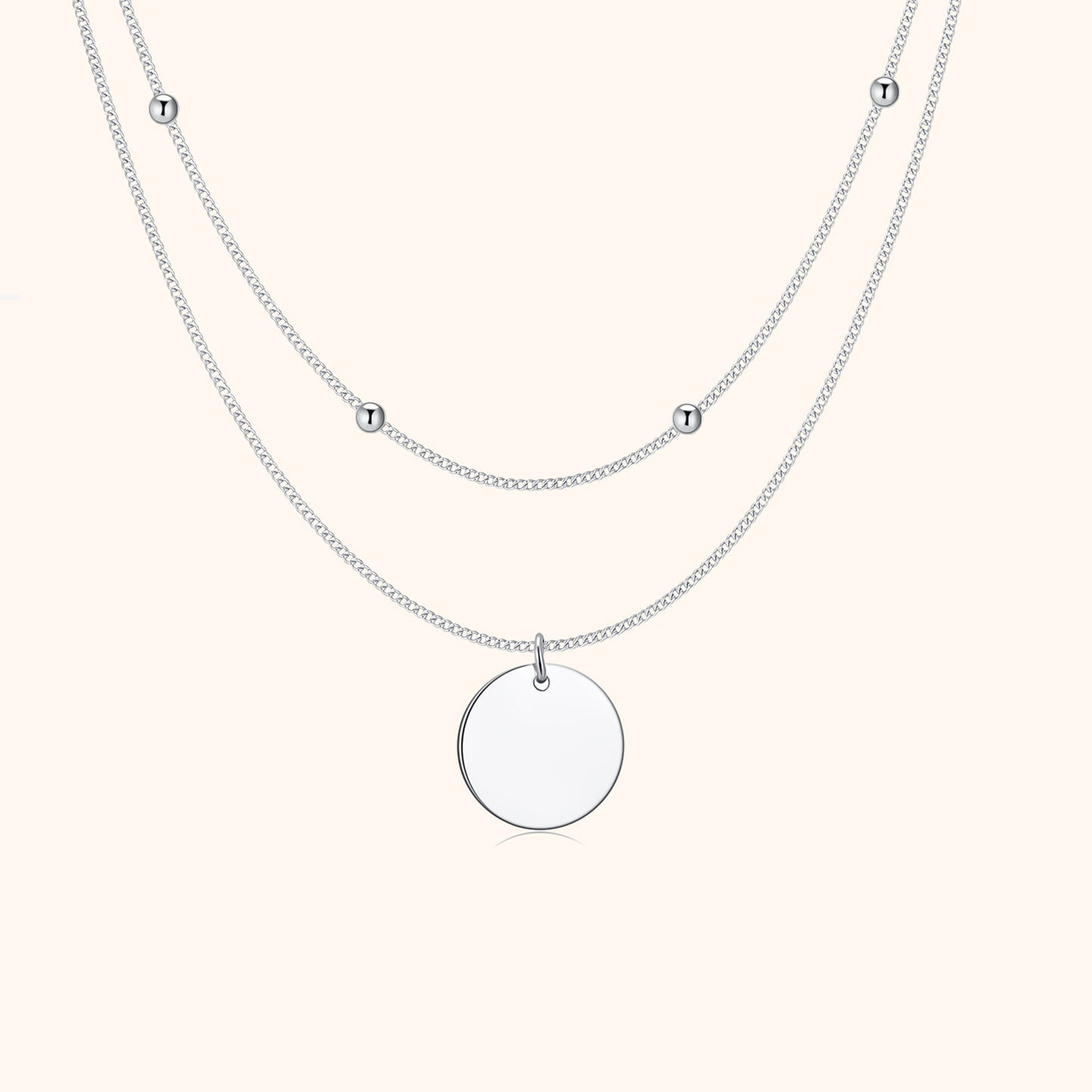 Double Medallion Necklace - Amélie-Silver-Nora Luxe