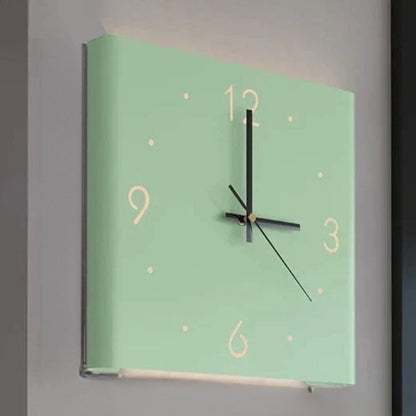Double-sided Square Wall Clock with Lighting - TimeLume-Green-Nora Luxe