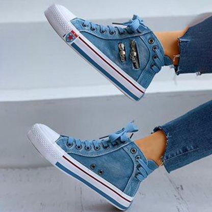 Trendy High Denim Women’s Sneakers – Selina