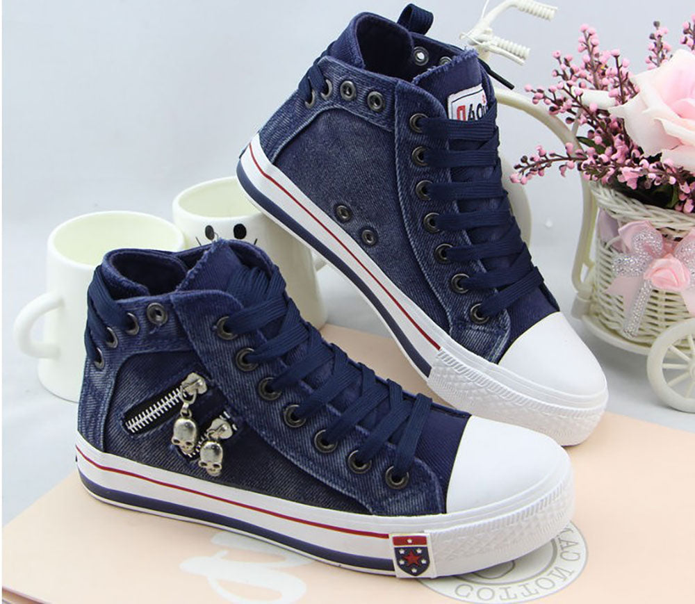 Trendy High Denim Women’s Sneakers – Selina