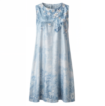 Dress with floral pattern – Eliana-Light blue-S-Nora Luxe