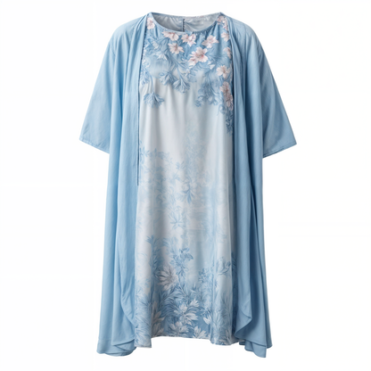 Dress with floral pattern – Eliana-Light blue-S-Nora Luxe