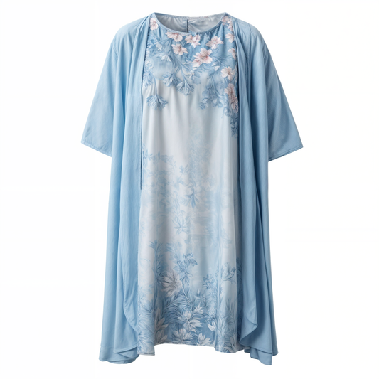 Dress with floral pattern – Eliana-Light blue-S-Nora Luxe