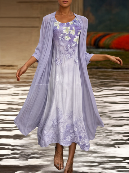 Dress with floral pattern – Eliana-Purple-S-Nora Luxe