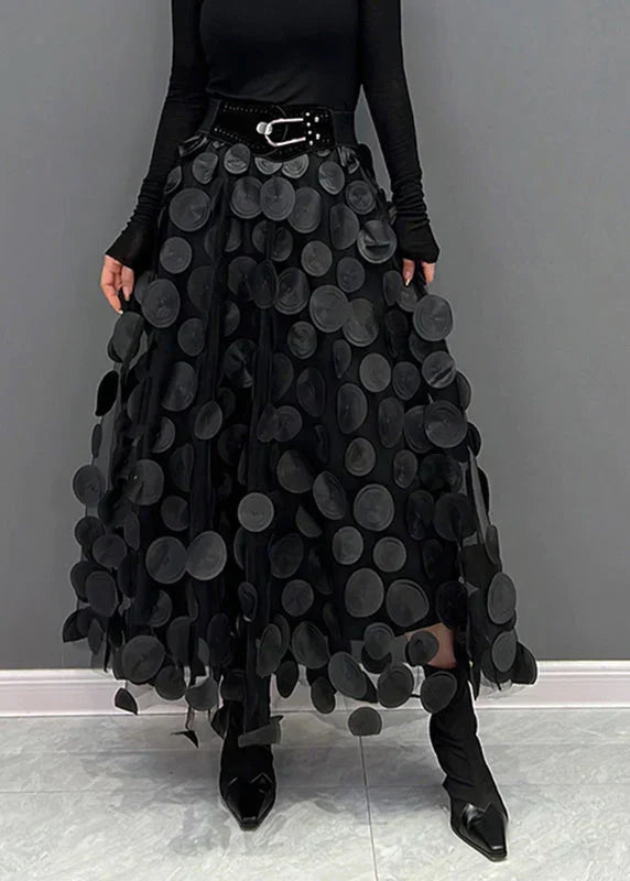 Dress with Polka Dots and Flowing Cut – Fleur-Black-S-Nora Luxe