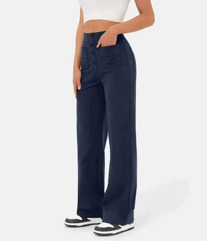 Elastic High Waist Women's Trousers - Isabeau-Dark blue-S-The Livary