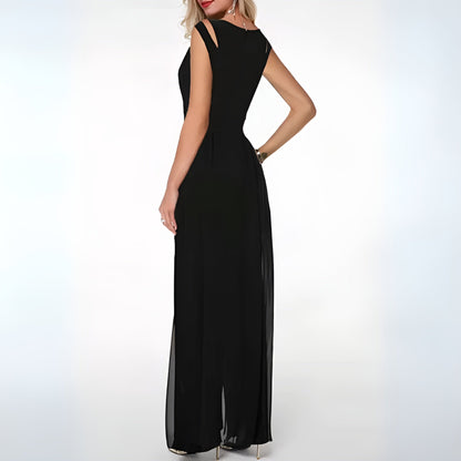 Elegant linen jumpsuit for ladies – Sofia-Black-S-Nora Luxe