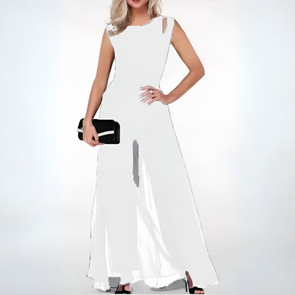 Elegant linen jumpsuit for ladies – Sofia-White-S-Nora Luxe