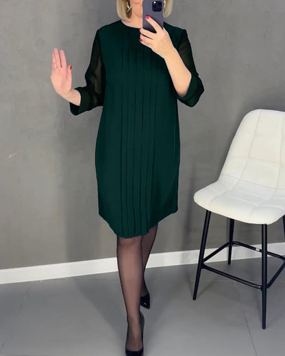 Elegant shift dress with mesh details – Gabrielle-Green-S-Nora Luxe