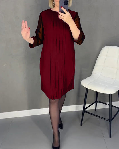 Elegant shift dress with mesh details – Gabrielle-Red-S-Nora Luxe