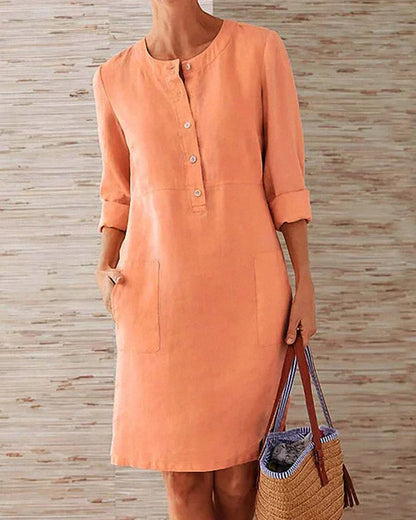 Elegant summer dress with button placket – Allegra-Red-S-Nora Luxe