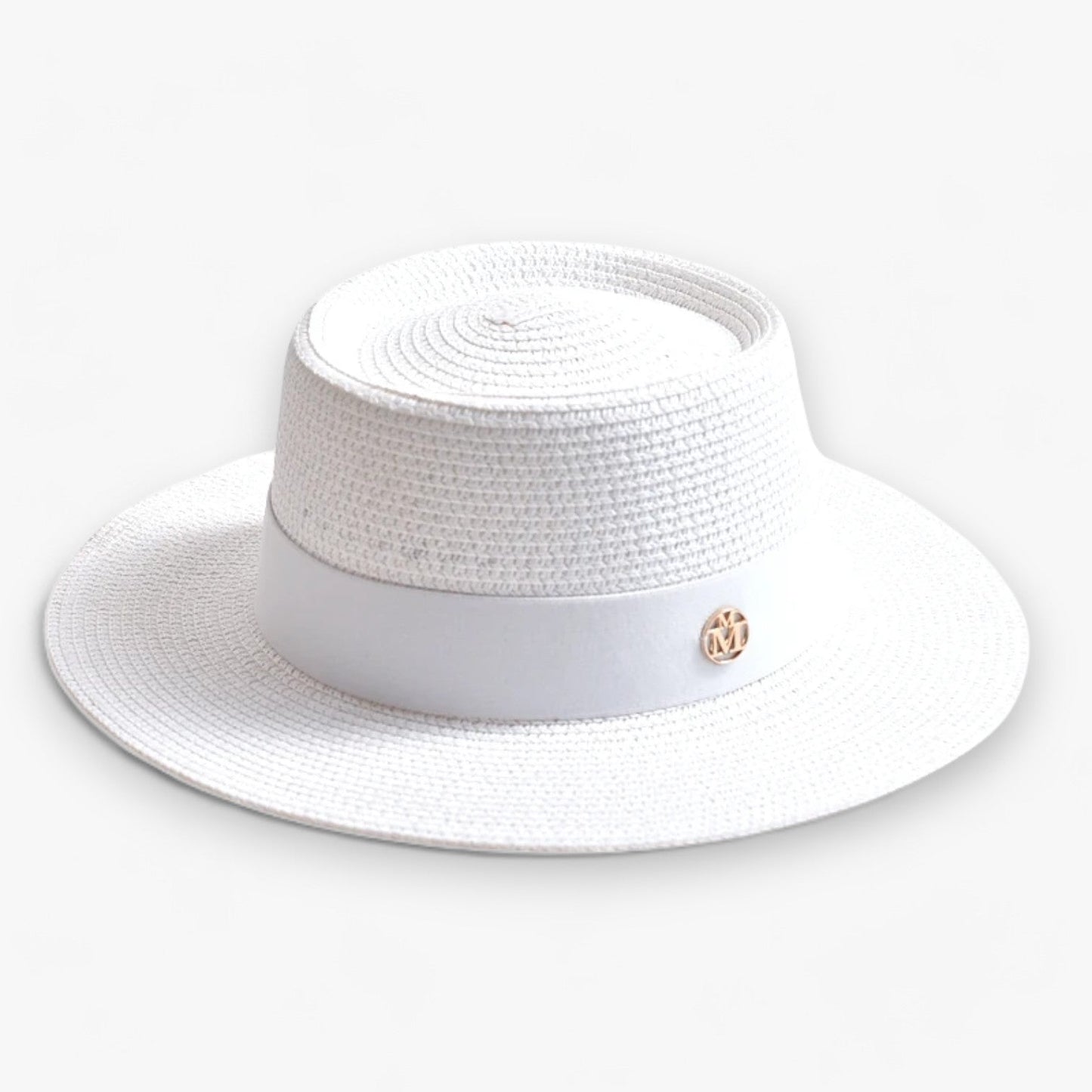 Elegant women's straw hat – Soleil-White-Nora Luxe
