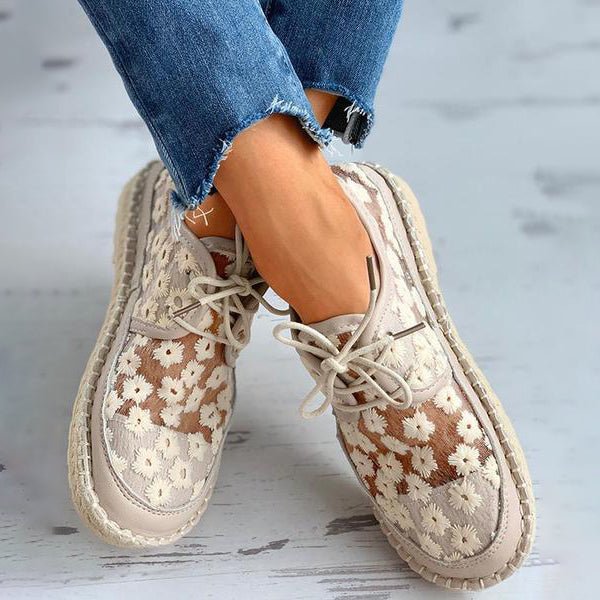 Embroidered Flower Shoes with Supportive Footbed – Lucine-White-3-State of Style