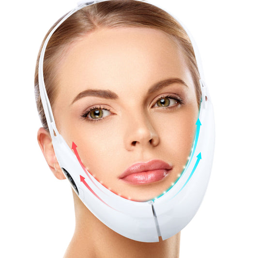EMS FACE LIFT WITH LED THERAPY - SLIMMER FACE AND DOUBLE CHIN REMOVAL-White-Nora Luxe