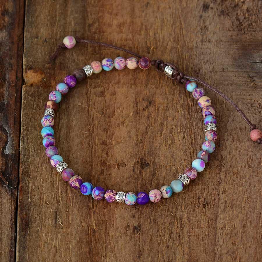 Energy Bracelet Jasper - Nyima-Purple-6.69 inches-Nora Luxe