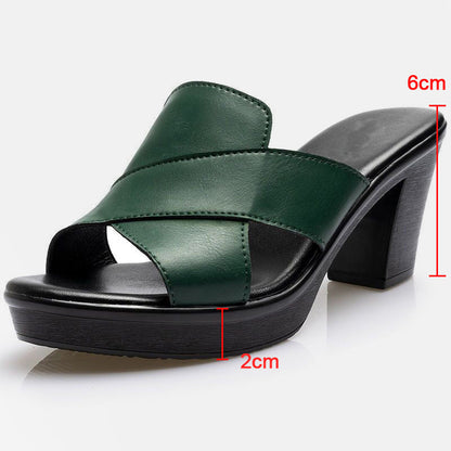Fashionable platform sandals with block heel – Valeria-Green-3-Nora Luxe