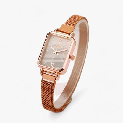 Fashionable Square Watch with Magnetic Band - Selena-White-Nora Luxe