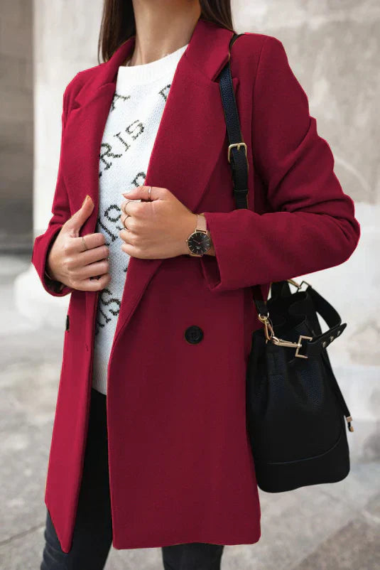 Fashionable Wool Ladies Winter Coat - Eleanor-Red-S-Nora Luxe