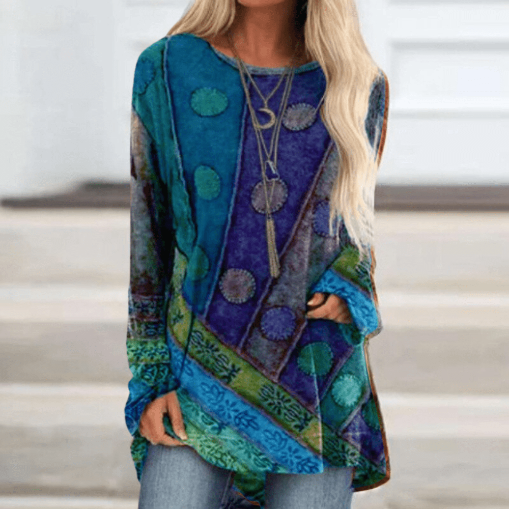 Feminine autumn sweater with vintage flair – Elisa-Blue-S-Nora Luxe