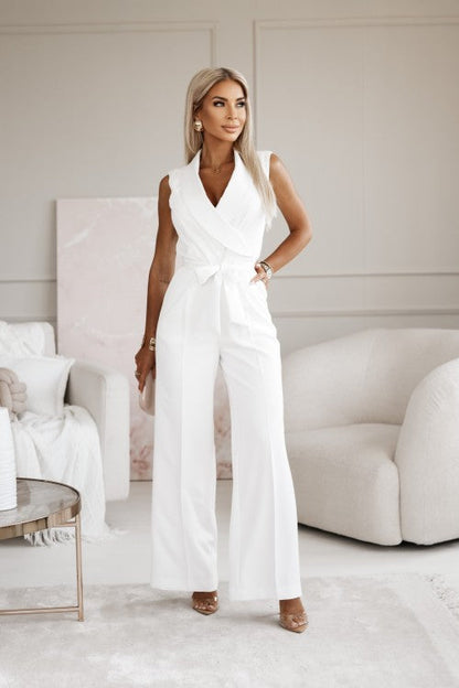 Figure-hugging & Versatile Women's Jumpsuit with Comfort Stretch – Linnea-White-S-Nora Luxe