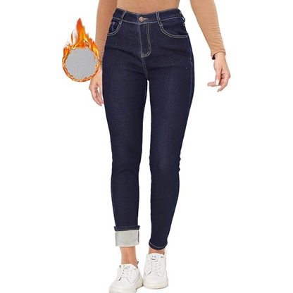 Fleece-Lined Women's Thermal Jeans - Hannah-Black-XS-Nora Luxe