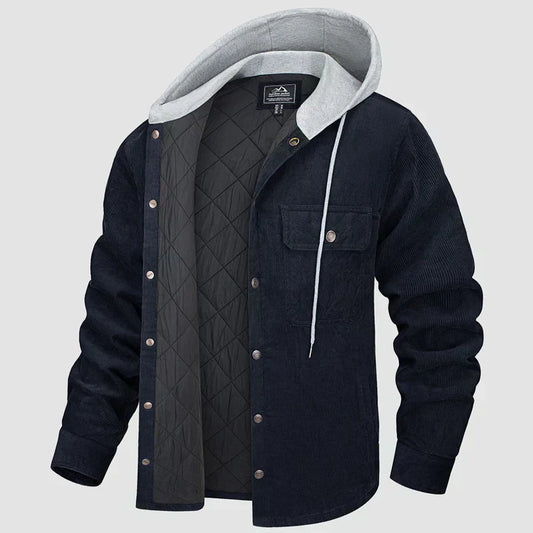 Fleece Men's Jacket with Hood - Nordic-Blue-M-Nora Luxe