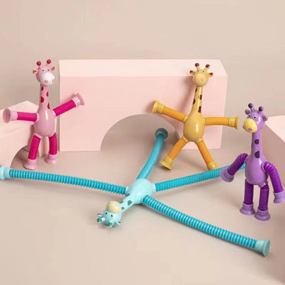 Flexible Giraffe Toy with Suction Cup - StretchyGiraffe-Pink-Without Lights-Nora Luxe