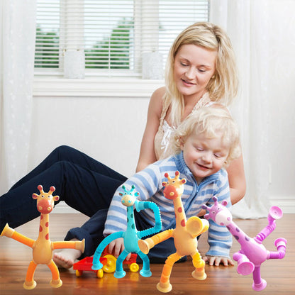Flexible Giraffe Toy with Suction Cup - StretchyGiraffe-Pink-Without Lights-Nora Luxe