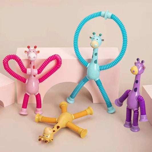 Flexible Giraffe Toy with Suction Cup - StretchyGiraffe-Pink-Without Lights-Nora Luxe