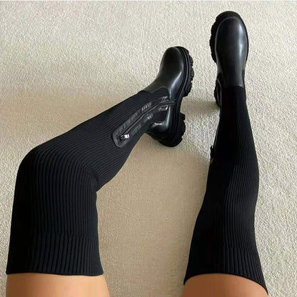Flexible High Boots with Zipper - Nova-Black-4.0-Nora Luxe