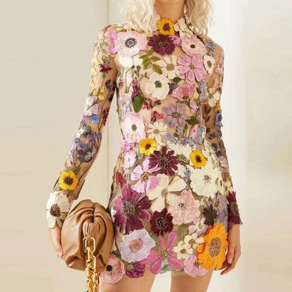 Floral Cocktail Dress with Lace – Aurelia-Pink-S-State of Style