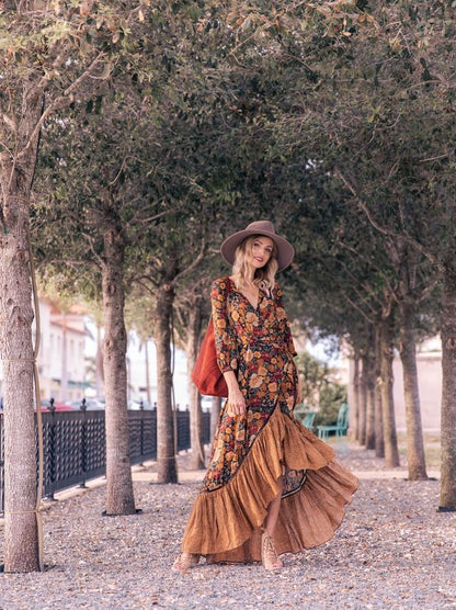 Flower Print Midi Dress - Lily-S-Nora Luxe